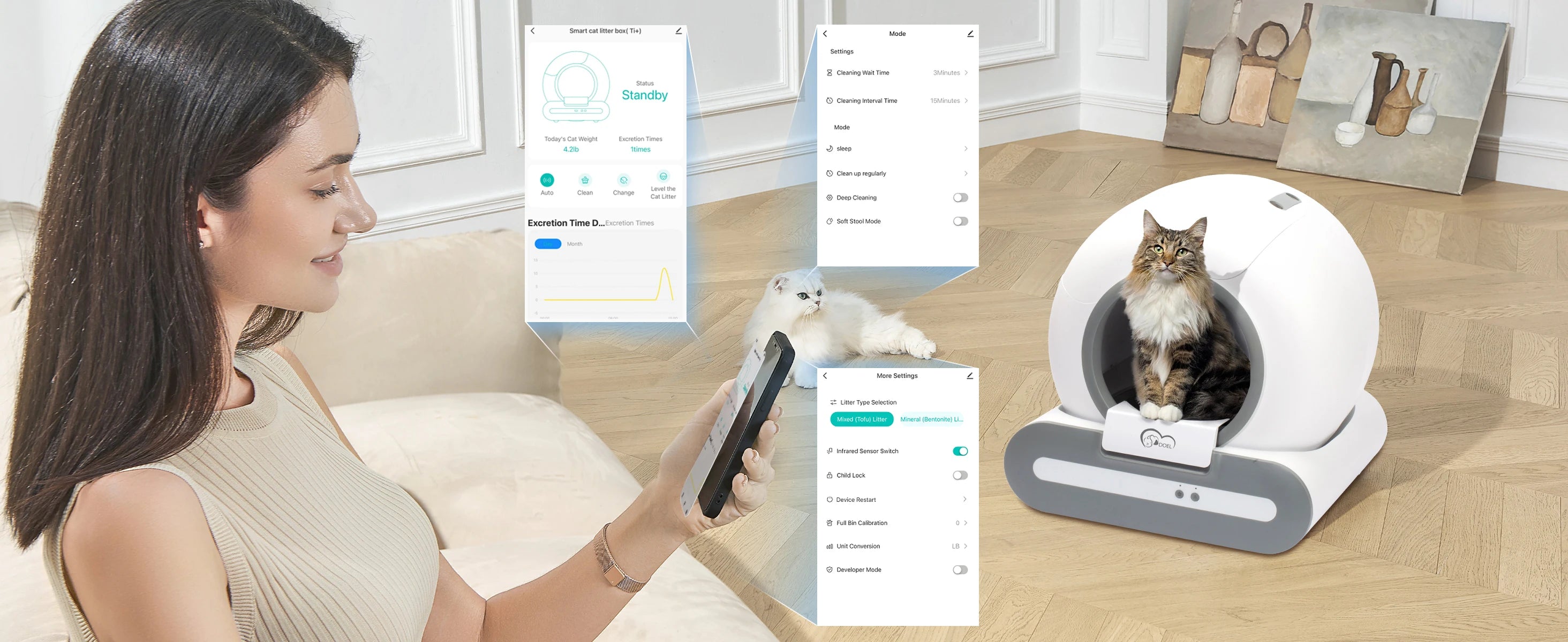 Smart Self-Cleaning Cat Litter Box with Odor Control