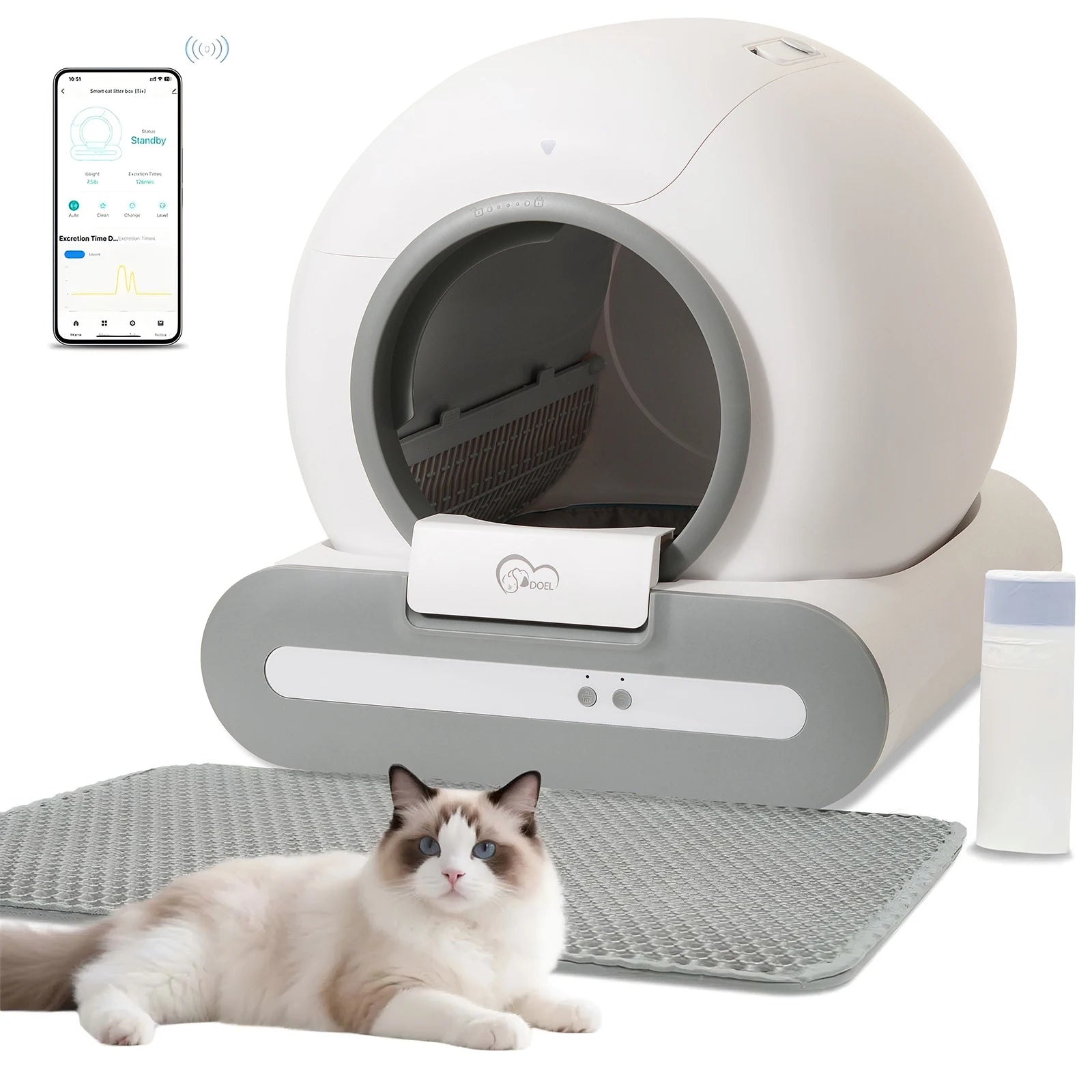 Smart Self-Cleaning Cat Litter Box with Odor Control